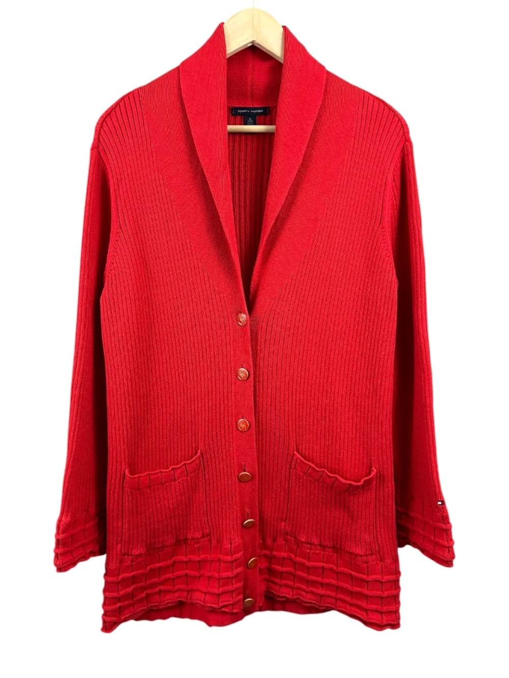 Tommy Hilfiger Cotton Cardigan Button Up Red Size Large